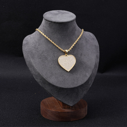 Classic Love CZ Heart Charm Gold Plated Necklace