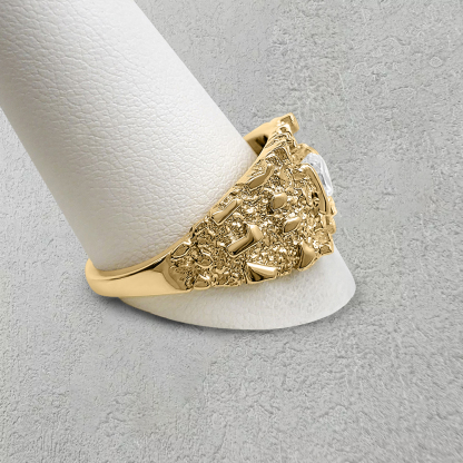 Personalzied Diamond Cut Gold Plated Nugget Rings With Engraved Text