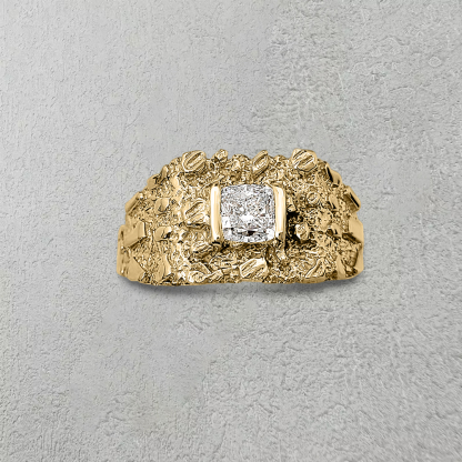 Personalzied Diamond Cut Gold Plated Nugget Rings With Engraved Text