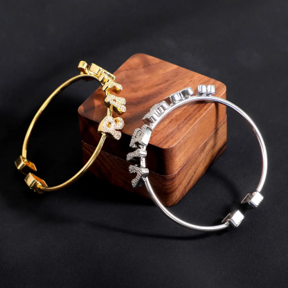 Bling Letter Personalized Gold Plated Name Anklet Cuff