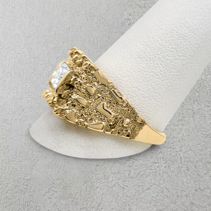 Personalzied Diamond Cut Gold Plated Nugget Rings With Engraved Text