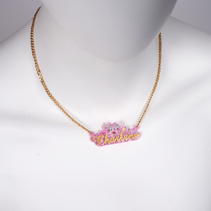 Personalized Acrylic Cuban Chain Cartoon Elk Name Necklace 