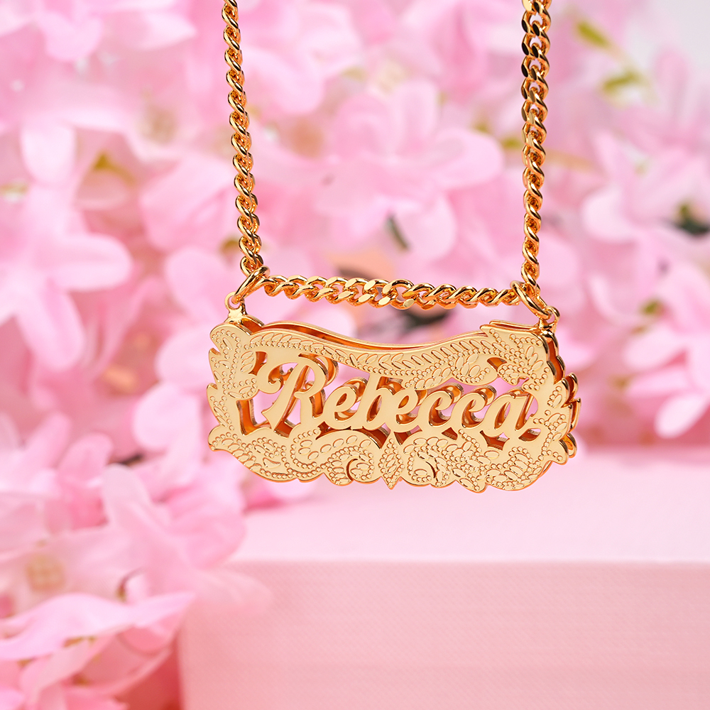 Double Plate Personalized Custom Gold Plated Name Necklace