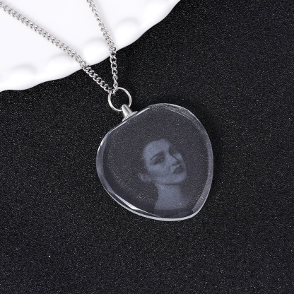 3D Crystal Photo Necklace Personalized Memorial Necklace With Picture Inside 