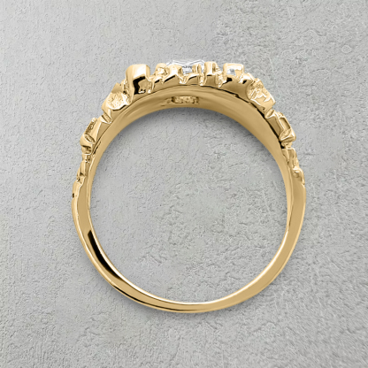 Personalzied Diamond Cut Gold Plated Nugget Rings With Engraved Text