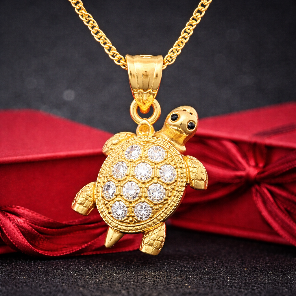 Gold Plated Turtle Pendant Necklace