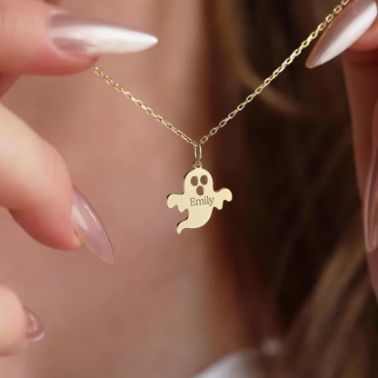 Halloween Ghost 1-4 Names Engraved Spooky Personalized Necklace