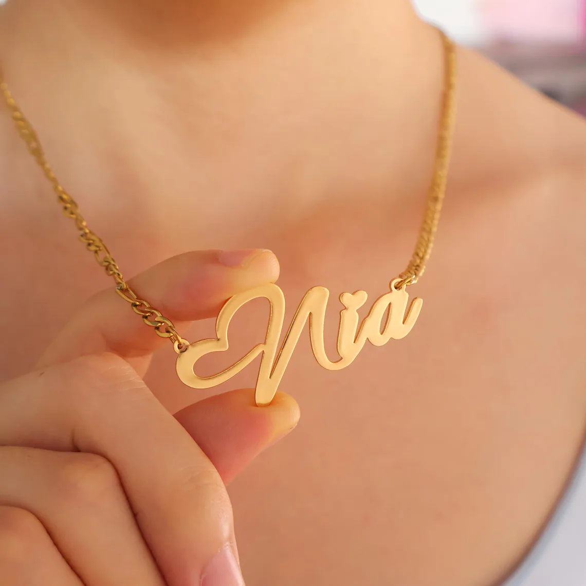 Heart Nameplate Personalized Necklace