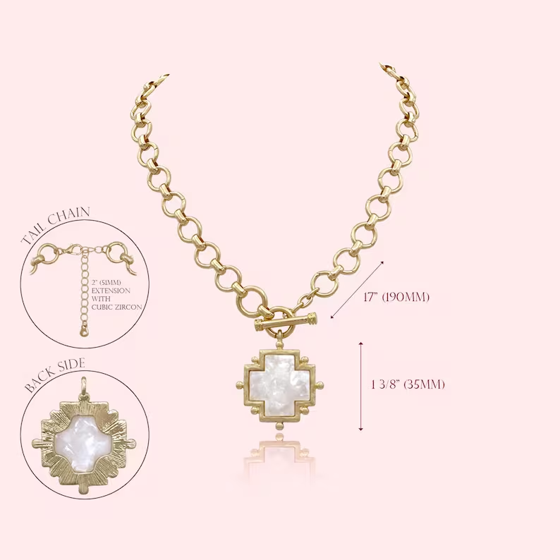 Gold Plated Photo Cross Necklace