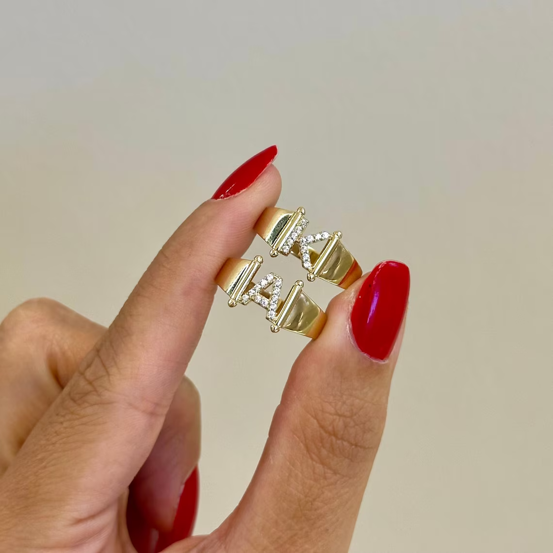 Custom Zirconia Letter Initial Ring
