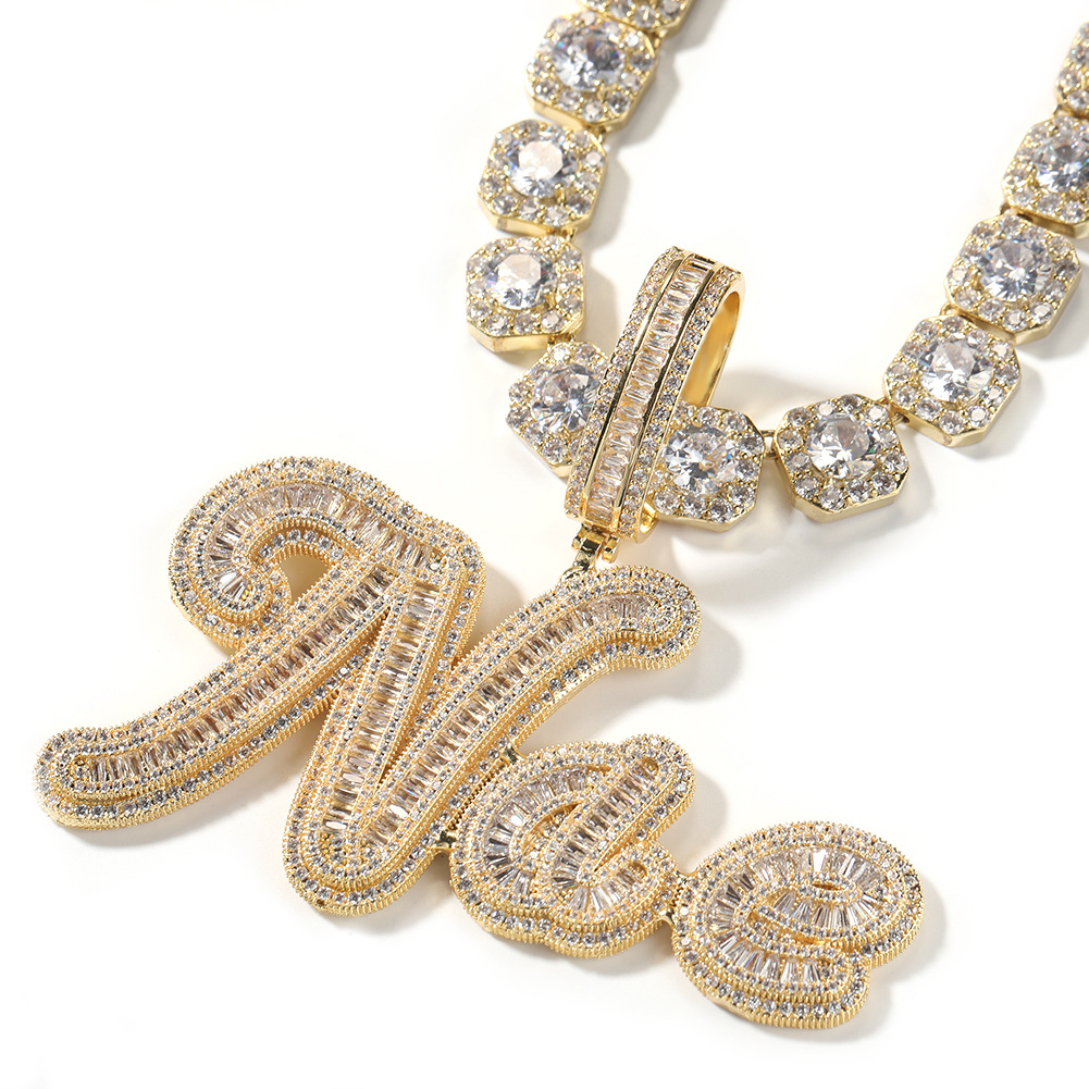 Baguettes Chain 1-6 Letters Iced Out Hip Hop Style Custom Necklace