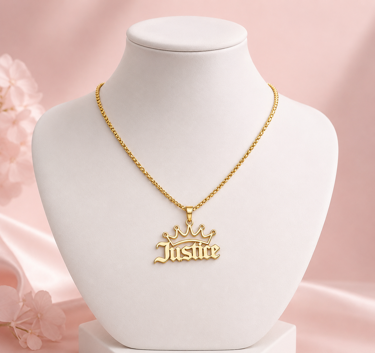Gold Plated Name Crown Necklace