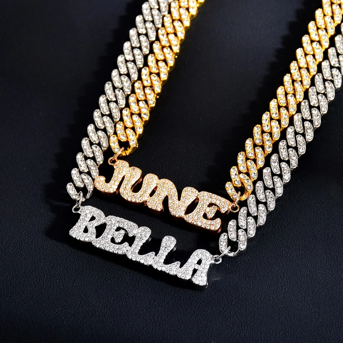 Cuban Chain Hip Hop Iced Out Icy Letters Name Chain