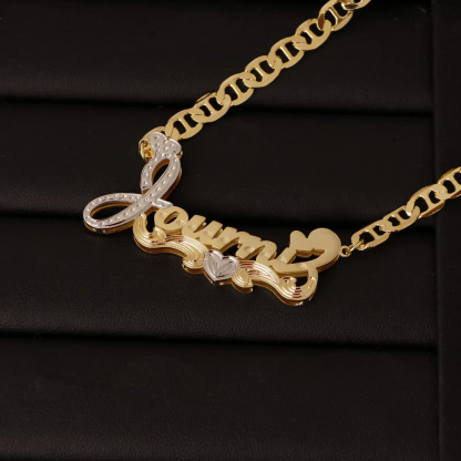 Personalized Double Plated Two Tone Name Necklaces