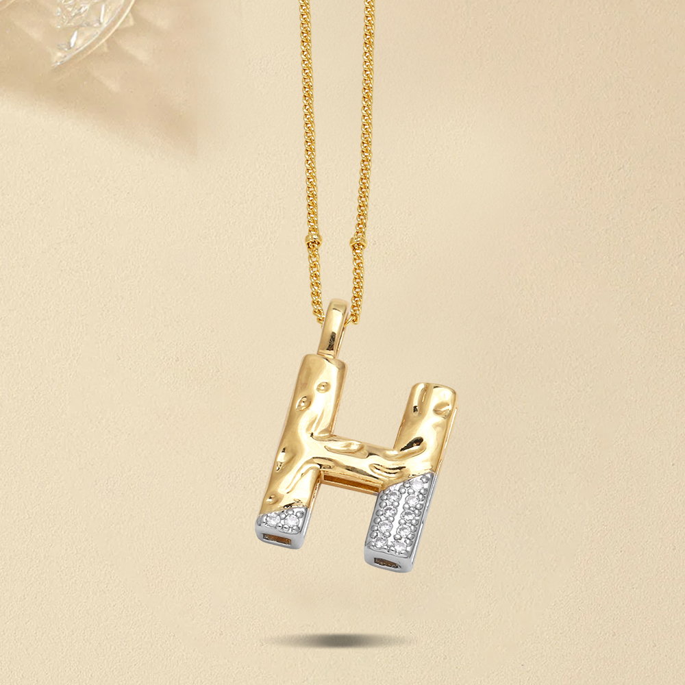 Personalized Bubble Double Plated Letter Initial Necklace