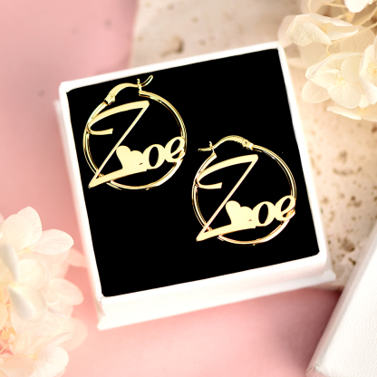 30mm Heart Earring Personalized Mini Name Earrings For Baby Kids Gift