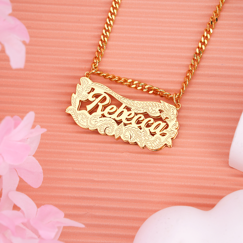 Double Plate Personalized Custom Gold Plated Name Necklace
