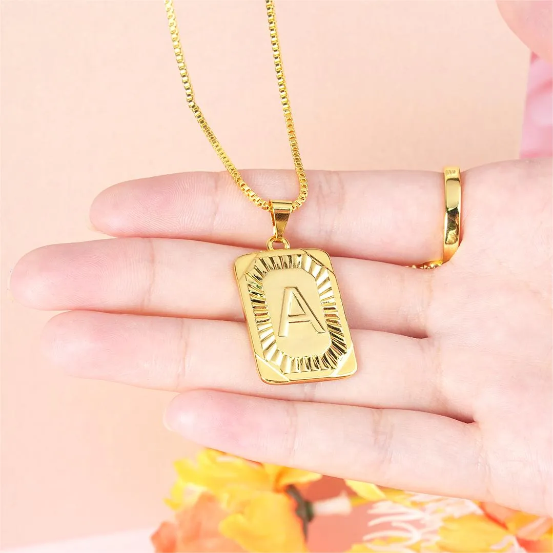 Diamond Cut Heart Pendant Personalized Initial Necklace Name Necklace And Bamboo Earrings 3 Piece Set