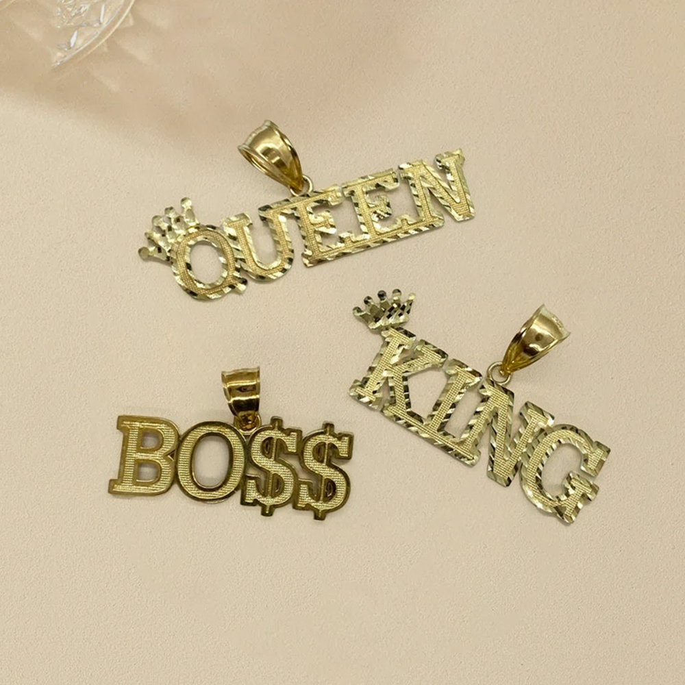 Gold Boss Word Charm Pendant Gold Plated Necklace