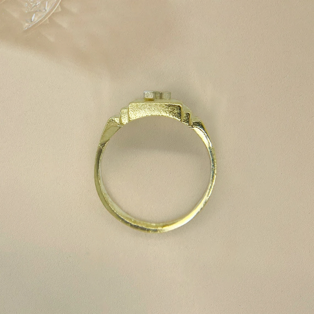 Diamond Cut Initial Letter Monogram Ring 