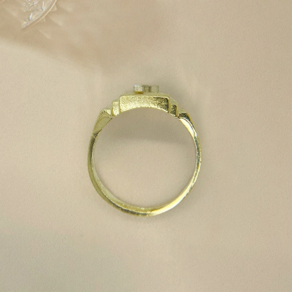 Diamond Cut Initial Letter Monogram Ring 