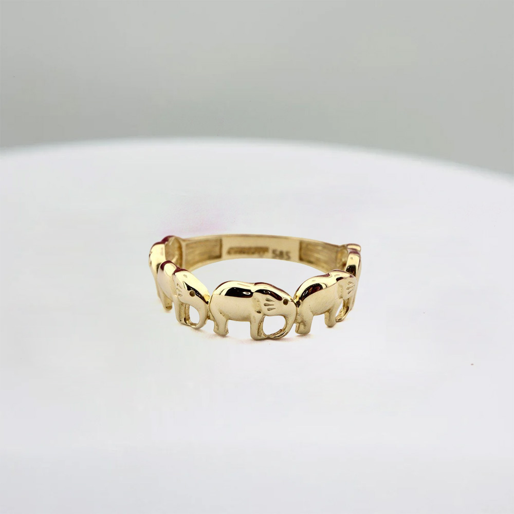 Elephant Ring Gold Plated Custom Engraved Ring