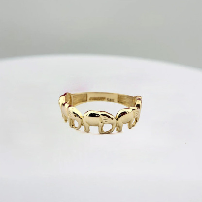 Elephant Ring Gold Plated Custom Engraved Ring