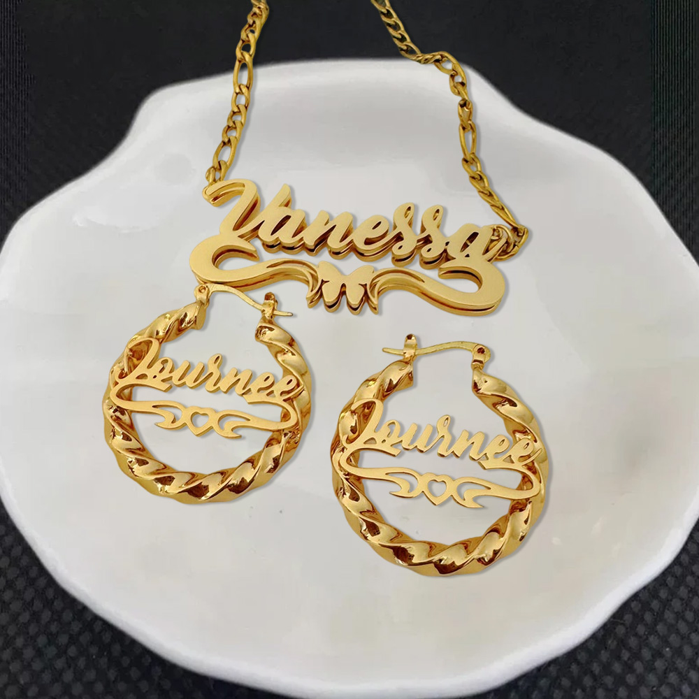 Personalized Double Plated Name Necklace With Butterfly Custom Name Ea
