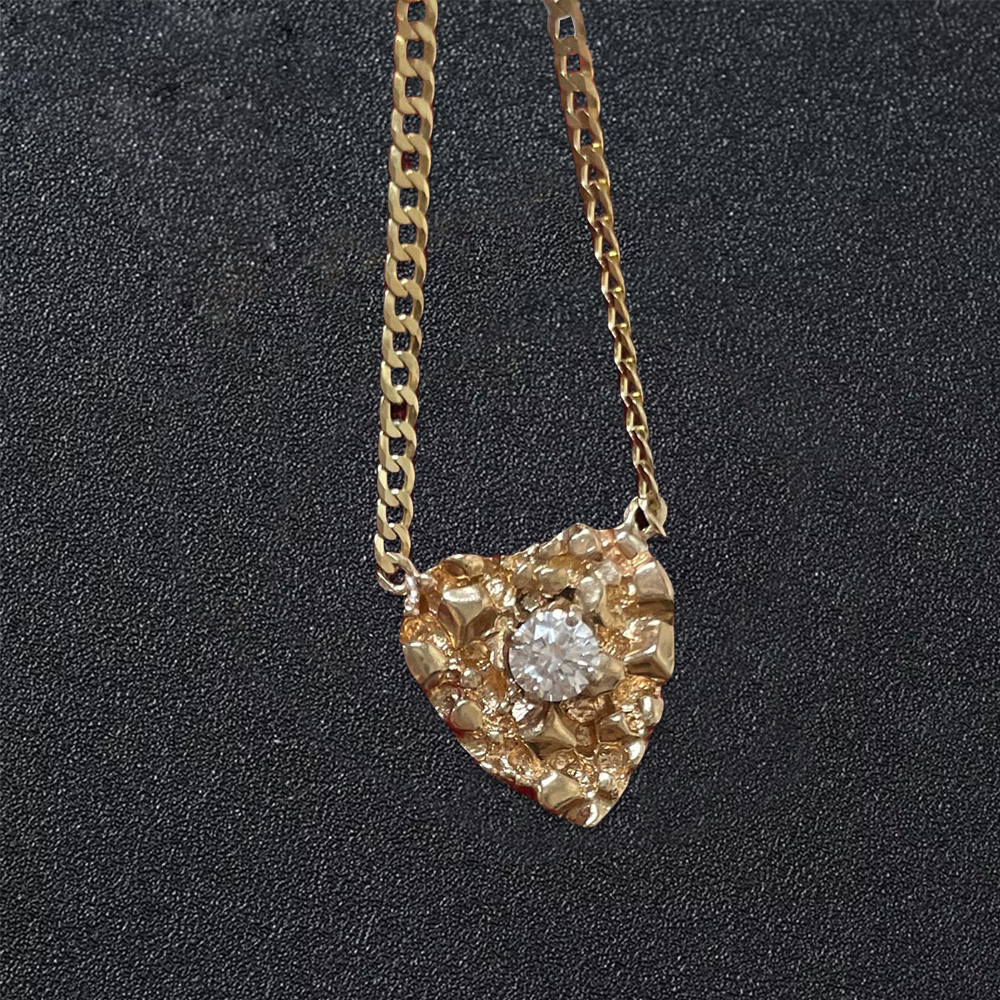 Nugget Style Gold Plated Heart Necklace With Birthstone