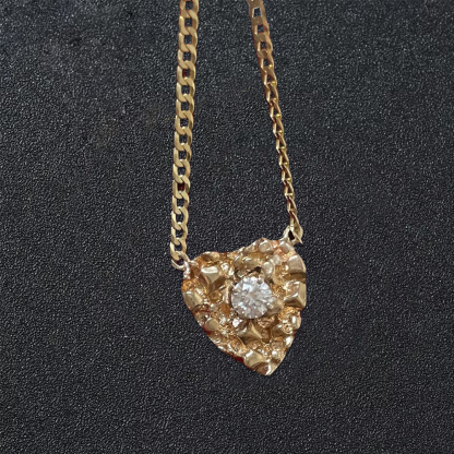 Nugget Style Gold Plated Heart Necklace With Birthstone