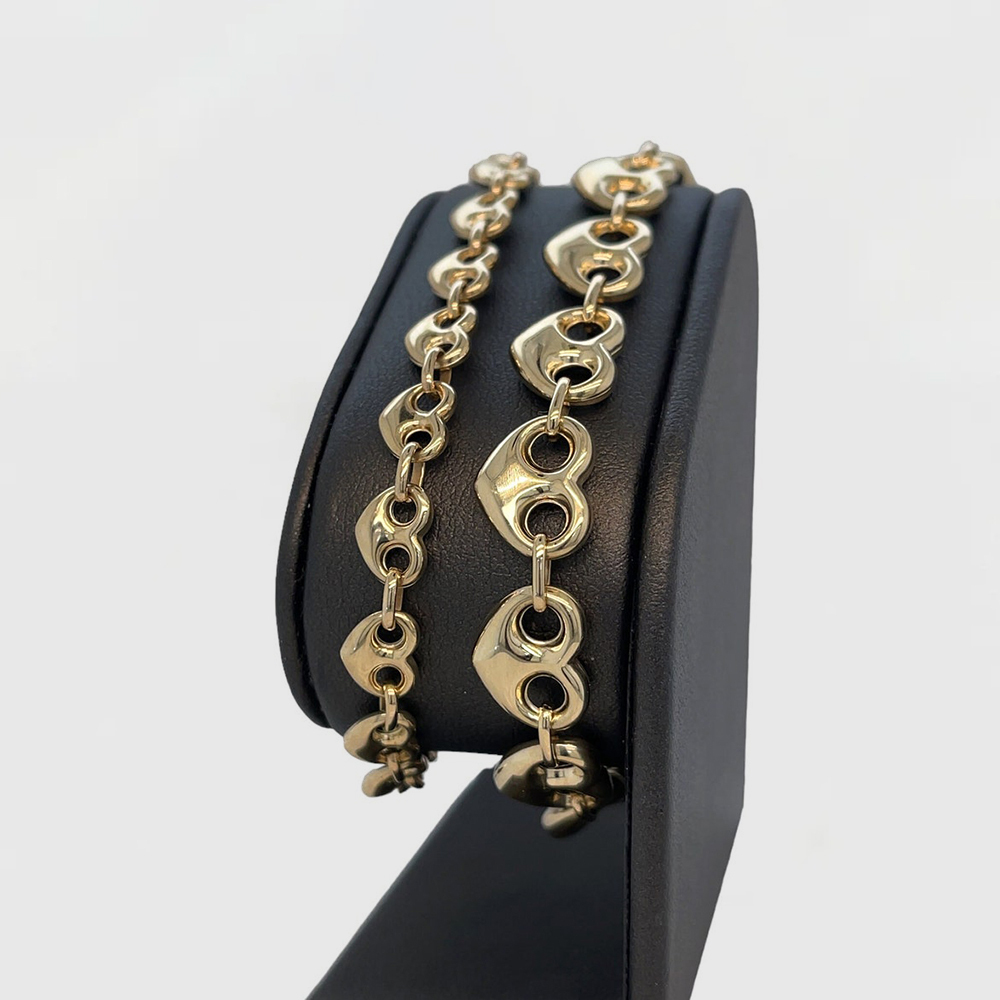 Puffed Mariner Heart Shape Gold Plated Bracelet
