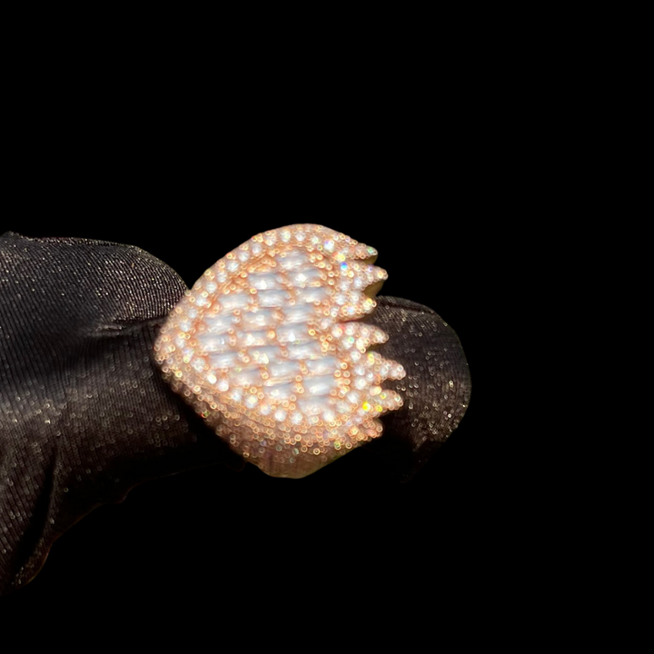 Heart Ice Out Diamond Ring Gold Plated Rings Hip Hop Jewelry
