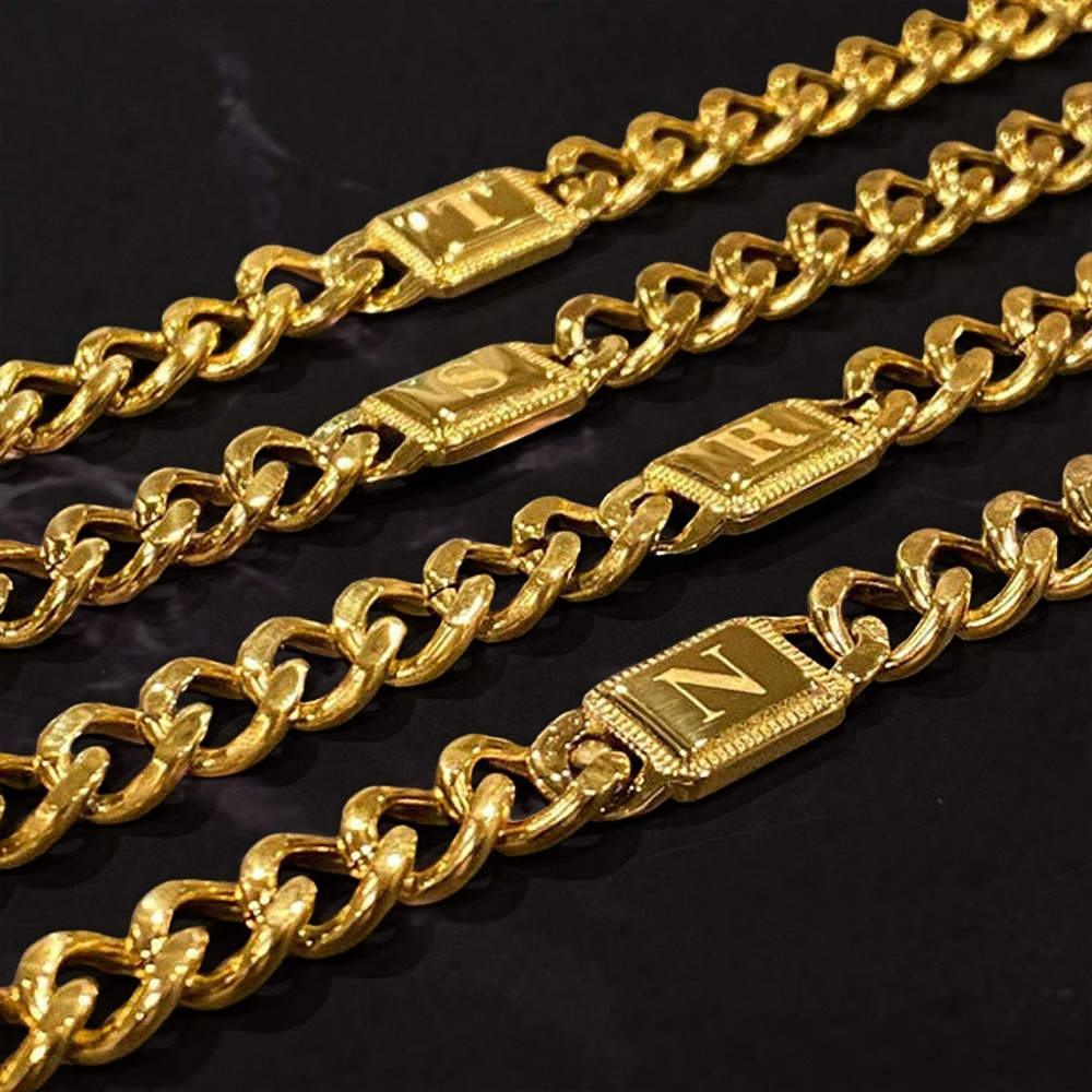 Custom Cuban Chain Initial Bracelet