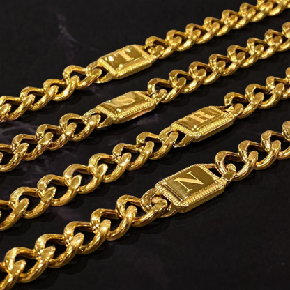 Custom Cuban Chain Initial Bracelet