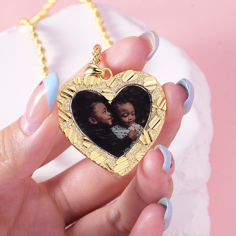 Personalized Nugget Heart Necklace With Picture Inside