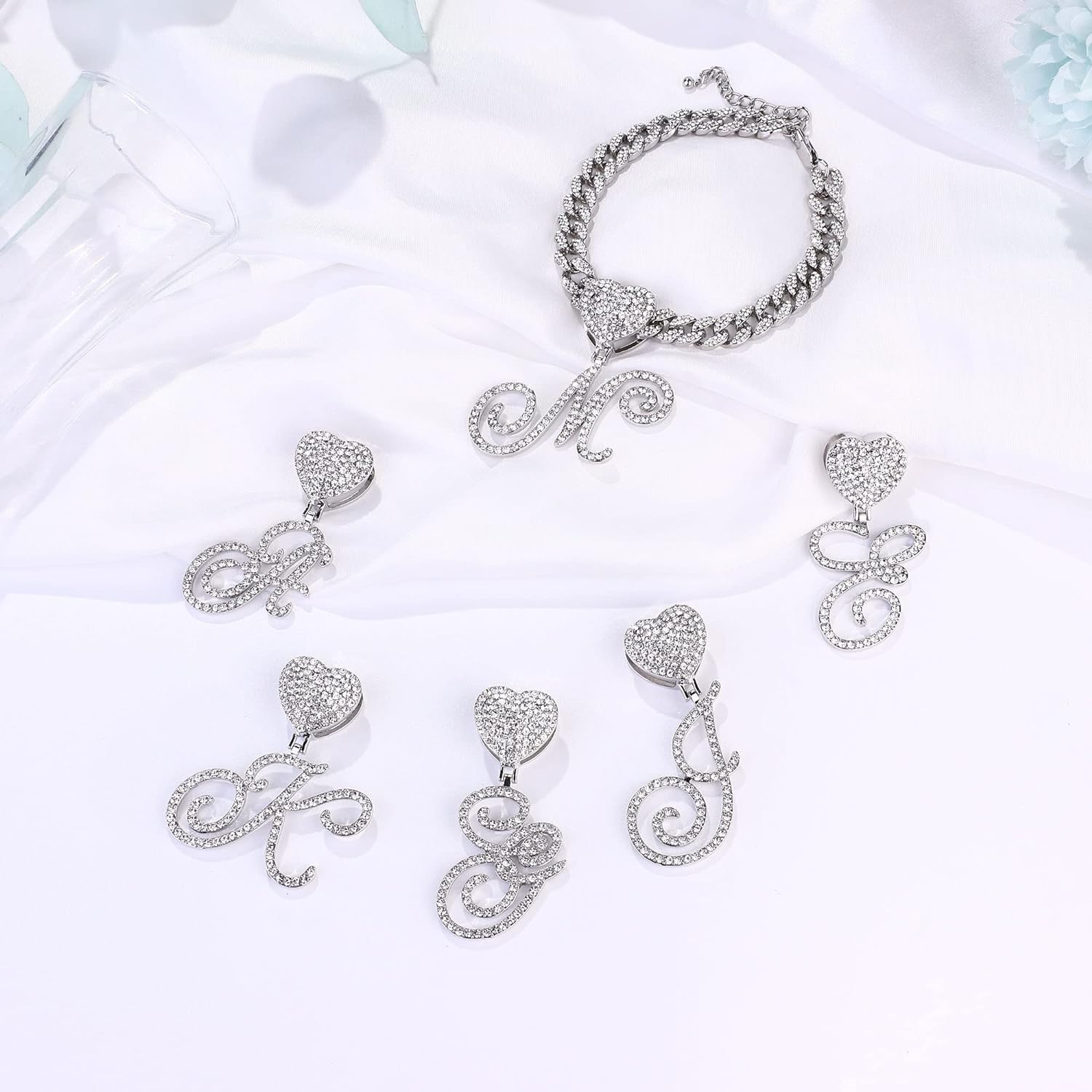 Cubic Zirconia CZ Initial Bracelet Personalized Custom Initial Bracelet