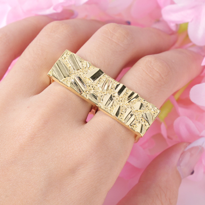 Gold Plated Nugget Classic Simple Two Double Finger Ring for Men Women