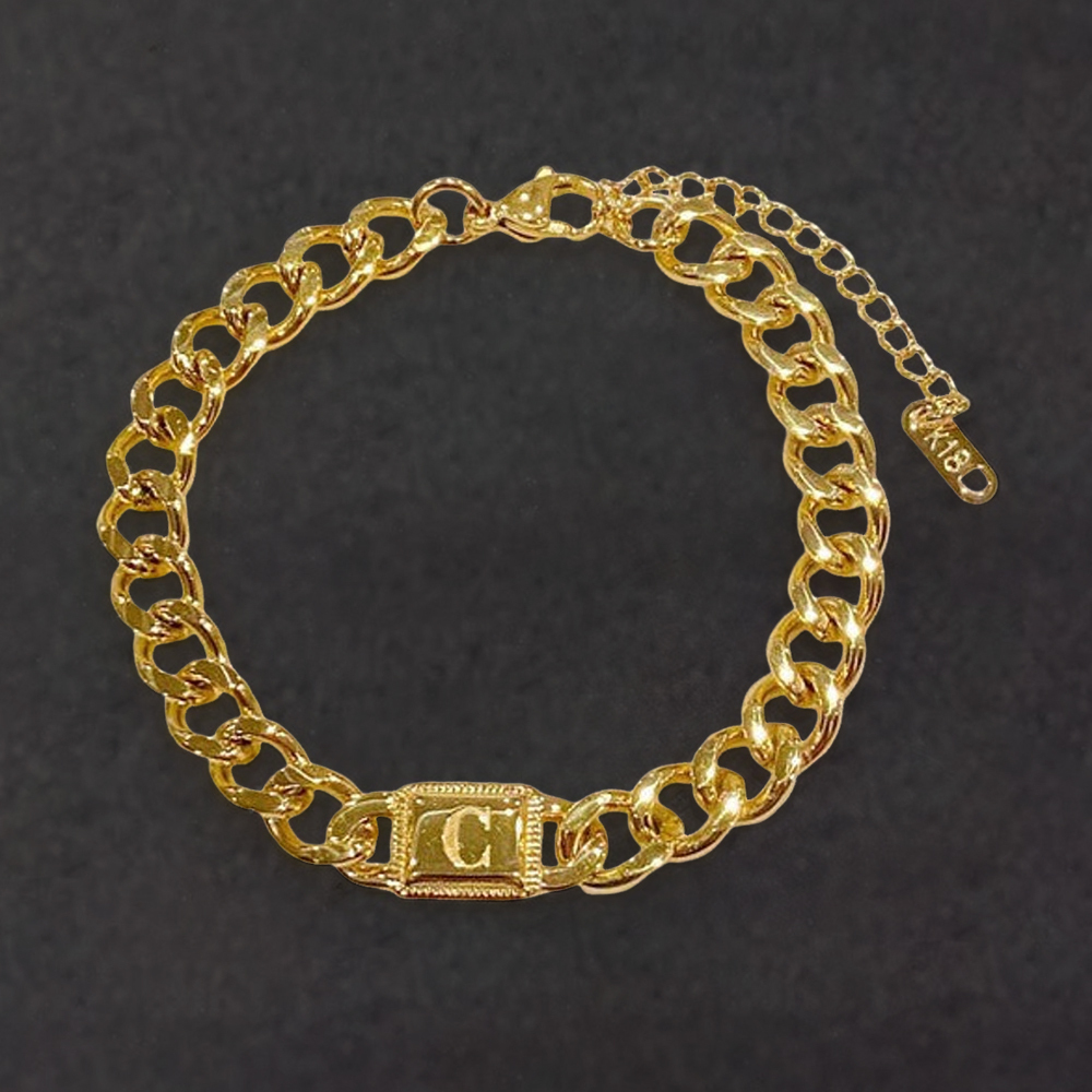 Custom Cuban Chain Initial Bracelet