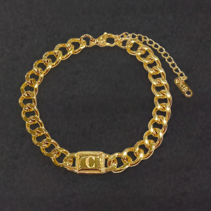 Custom Cuban Chain Initial Bracelet