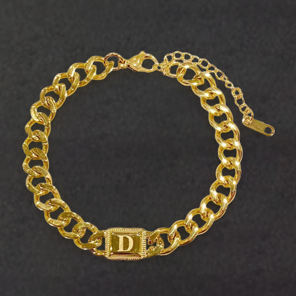 Custom Cuban Chain Initial Bracelet