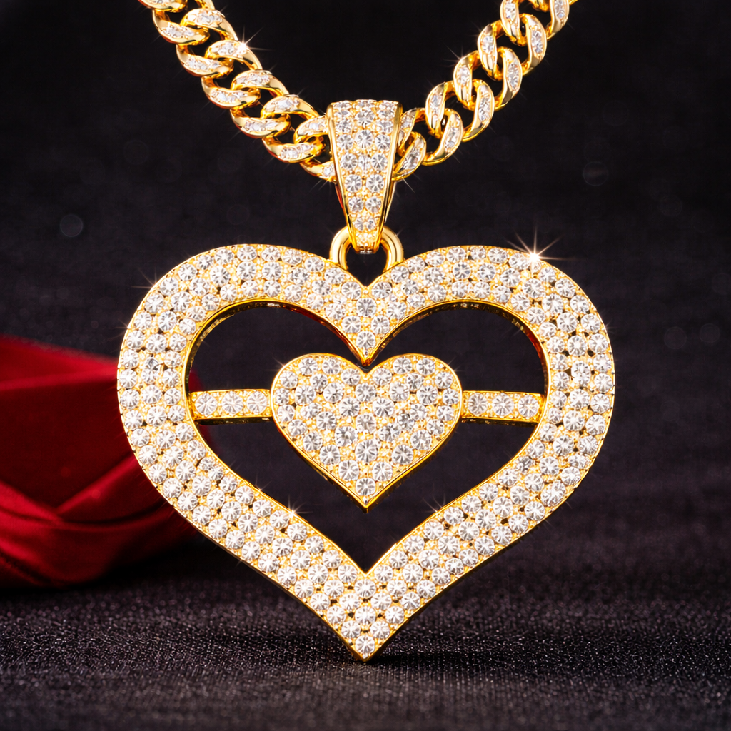 Diamond Heart Pendant Gold Chain
