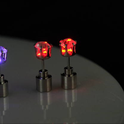 LED Blinking Clear Round CZ Stud Earrings Luminous Earrings 