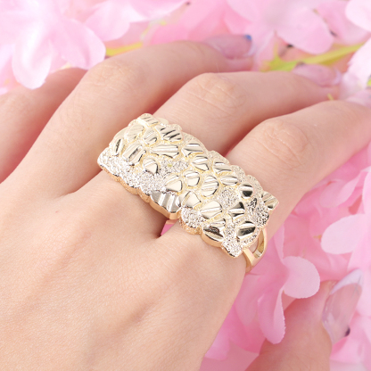 Gold Plated Nugget Two Finger Ring Vintage Ring
