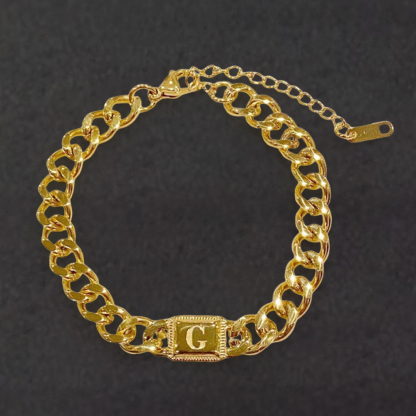Custom Cuban Chain Initial Bracelet