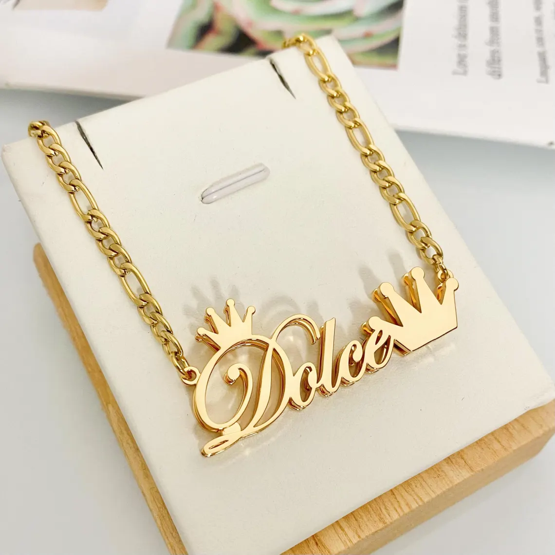 Crown Name Jewerlry Set Custom Double Layer Name Necklace And Name Earrings 
