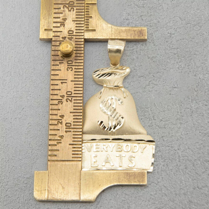 Diamond-Cut Everybody Eats Dollar Sign Money Bag Necklace