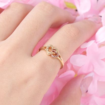Double Heart Cute Ring Custom Engraved Ring