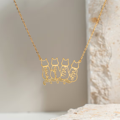 1 to 4 Personalized Memorial Cat Name Necklace Pet Jewelry