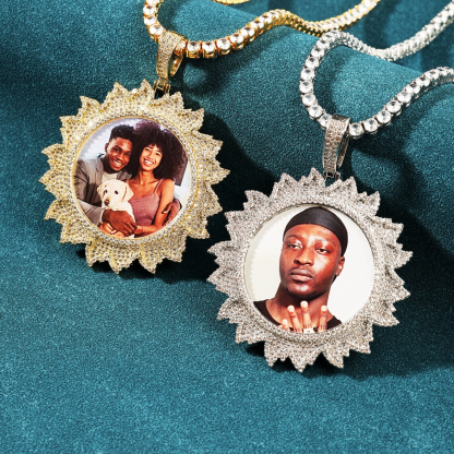 Tennis Chain Sunflower Custom Zircon Photo Necklace