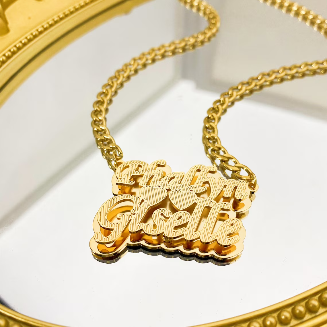 Double Layer Custom Couple Two Names with Two Heart Necklace